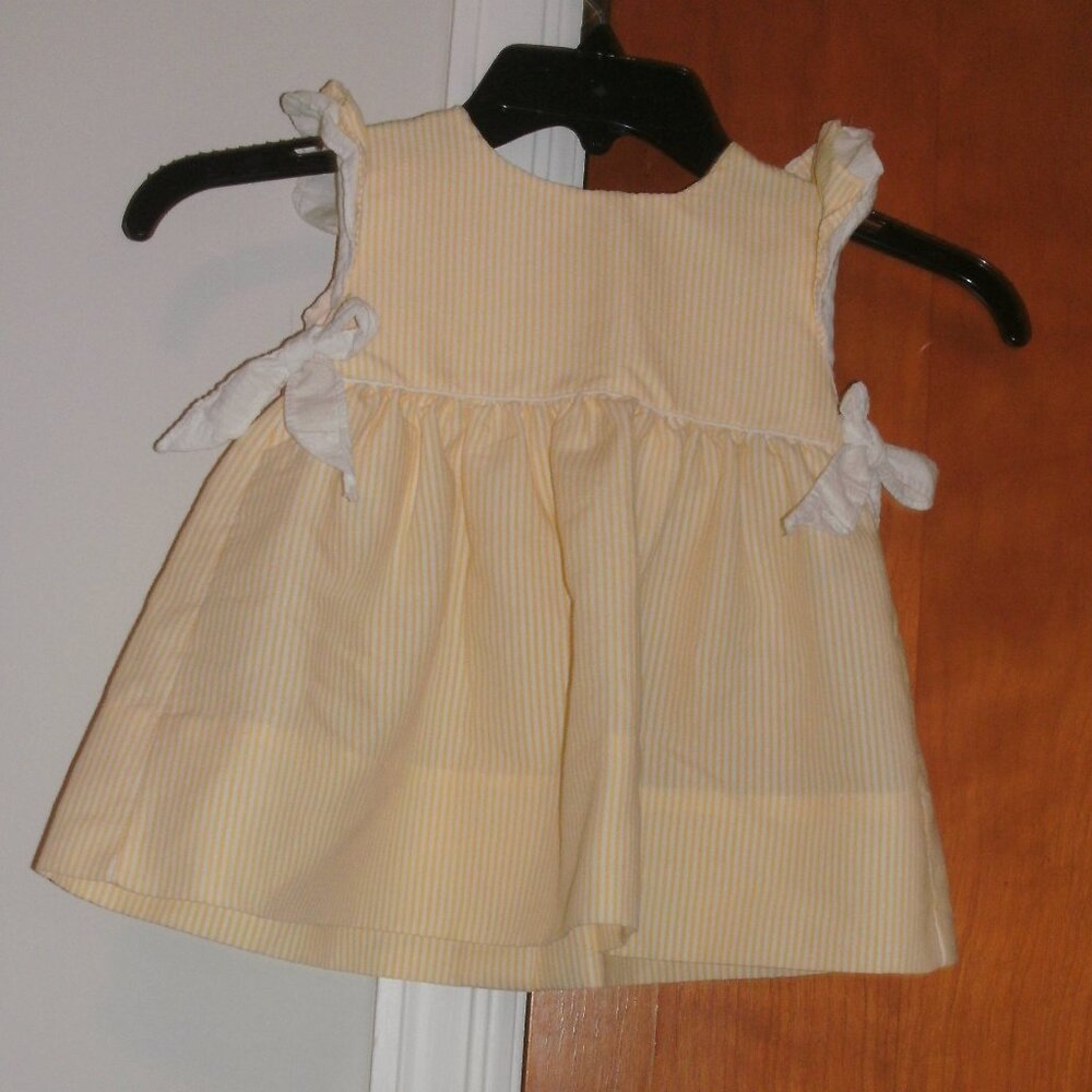 Vintage ALEXIS Yellow & White Striped Sun Dress with Bows ~ 24M size 29-32 LBS